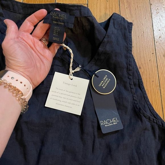 RACHEL Rachel Roy Linen Tank size small in navy - Picture 2 of 7